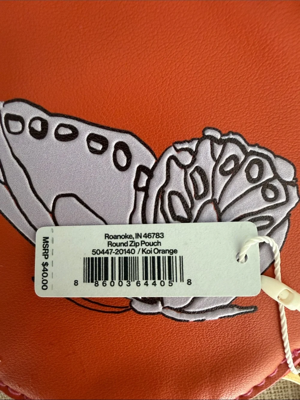 Vera Bradley Orange Butterfly Coin Pouch NWT